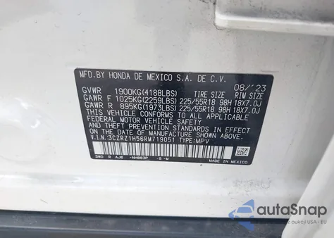 2024 Honda Hr-V 2Wd Sport/2Wd Sport W/O Bsi из США, поврежденный, VIN 3CZRZ1H56RM719051